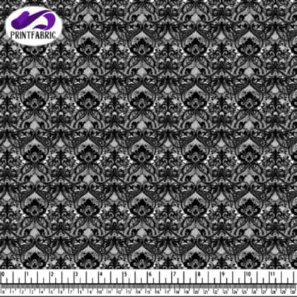 Ornate Black and White Lace Pattern on White Background