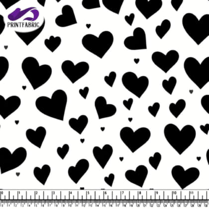 Black Hearts Pattern on White Background