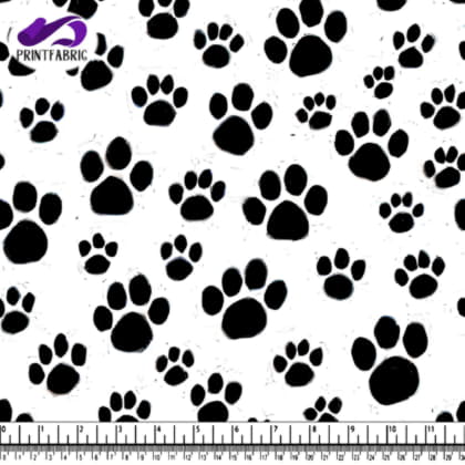 Seamless Pattern of Black and White Dog Paw Prints