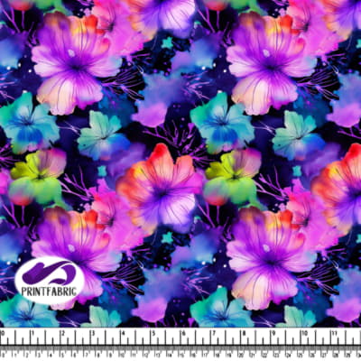 Colorful Floral Pattern on Black Background