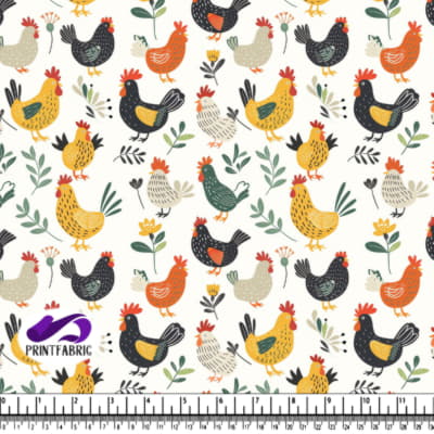 Colorful Chicken and Floral Pattern