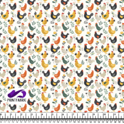 Colorful Chicken and Floral Pattern