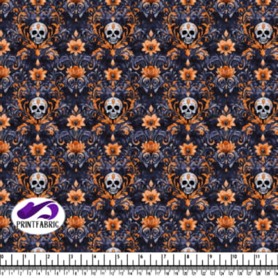 Gothic Floral Skull Pattern