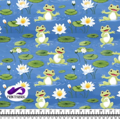 Cute Frog and Water Lily Pattern