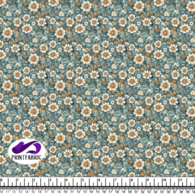 Teal and Beige Floral Pattern for Interior Design