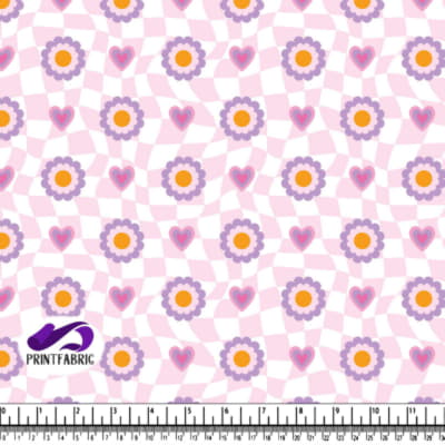 Groovy Pattern with flower and heart in cool pastel colors