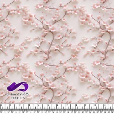 Pink Cherry Blossoms on White Background