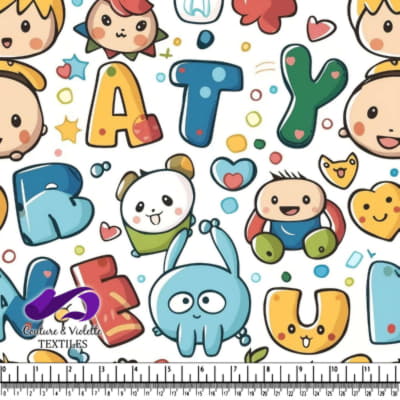 Colorful Pattern with Cartoon Characters and Cute Animals