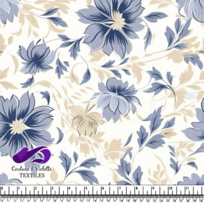 Blue and Beige Floral Pattern for Decorative Use