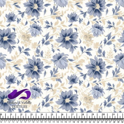 Blue and Beige Floral Pattern for Decorative Use
