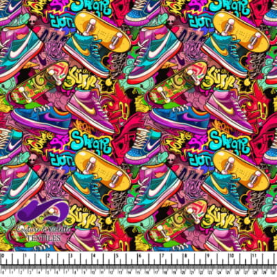 Colorful Skateboards and Nike Sneakers Graffiti Pattern
