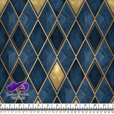 Luxurious navy blue and gold geometric diamond