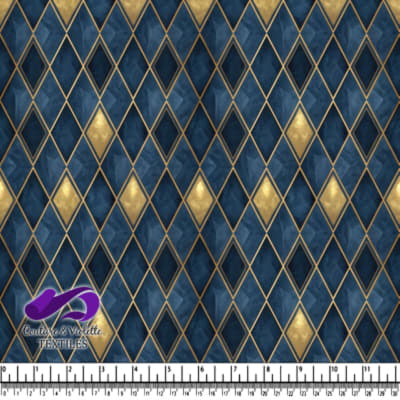 Luxurious navy blue and gold geometric diamond