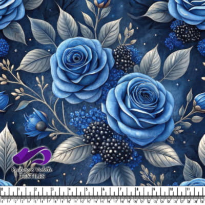 Blue roses with silver leaves