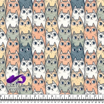 Cute cats in pastel colors with big eyes