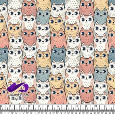 Colorful cats with large eyes