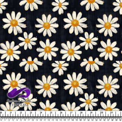 White daisies with yellow centers on a dark textured background