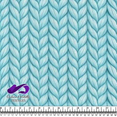 Textured blue knitted fabric pattern