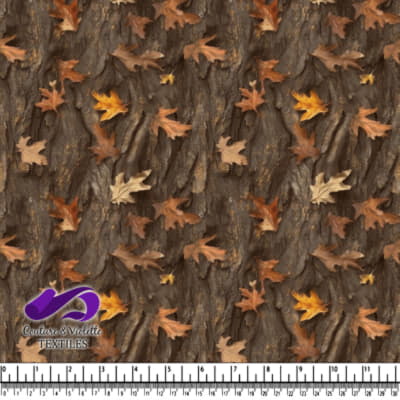 Autumn Leaves Scattered on Tree Bark