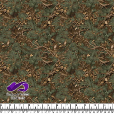 Forest camouflage pattern with pine branches