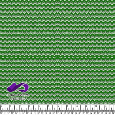 Green and white zigzag chevron fabric pattern