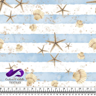 Blue and white striped fabric