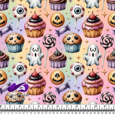 Cupcakes lollipops ghosts and candy pattern