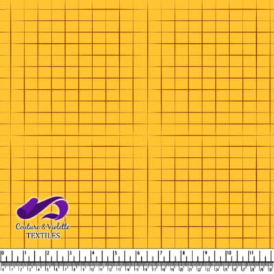 Yellow fabric with dark grid lines