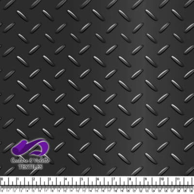 Black diamond plate metal texture fabric