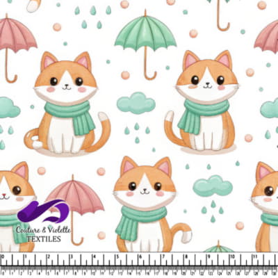Mignons Chats avec Écharpes et Umbrelles