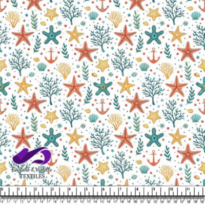 Motif Sous-Marin d'Étoile de Mer, Ancre et Corail