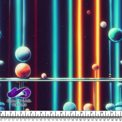 Sphères Lumineuses et Rayures Néon Verticales