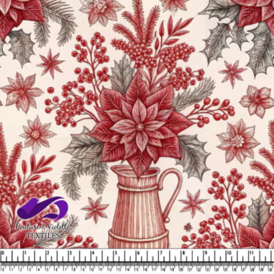 Vintage style Christmas poinsettia floral arrangement