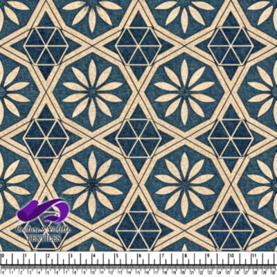 Vintage geometric floral pattern in navy blue