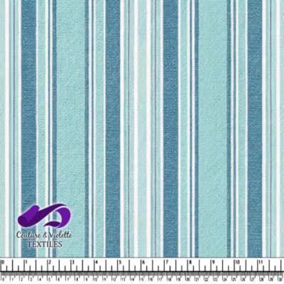 Blue and teal vertical striped fabric
