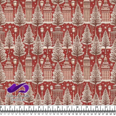 Vintage Christmas cityscape with snow