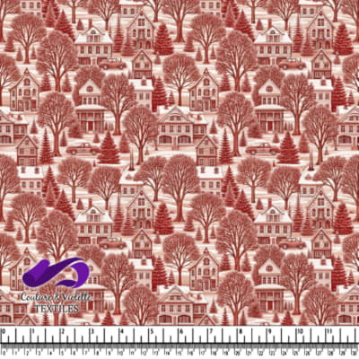 Winter neighborhood pattern with houses cars and leafless trees