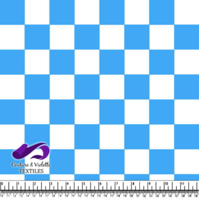 Blue and white checkerboard fabric pattern