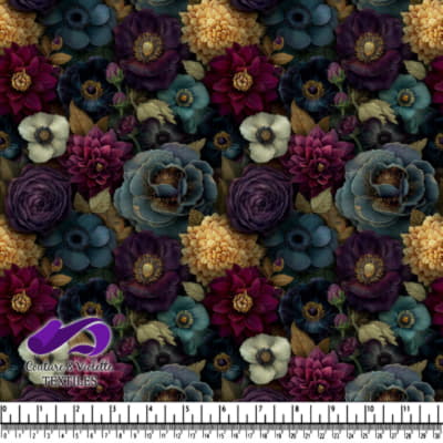 Dark vintage floral pattern on black background