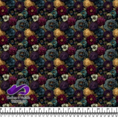 Dark vintage floral pattern on black background