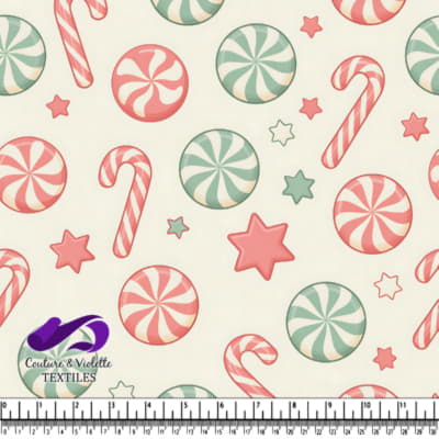 Christmas candy pattern with peppermint swirls candy canes