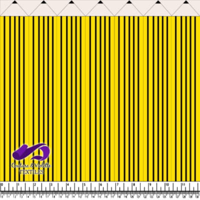 Yellow fabric with vertical black stripes
