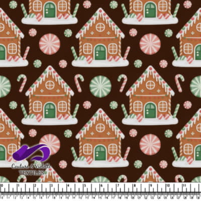 Gingerbread houses candy canes and peppermint candies