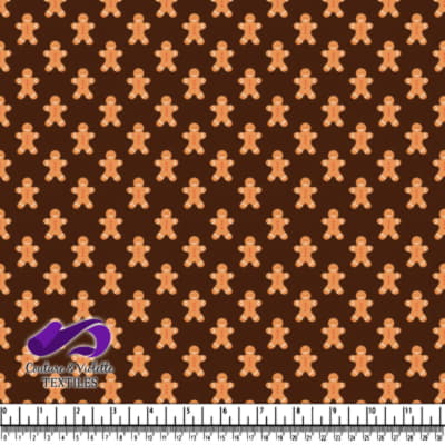 Gingerbread man cookie pattern on dark brown background