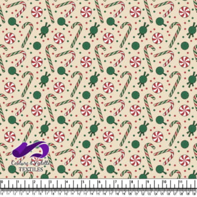 Christmas candy canes peppermint swirl and round candy pattern