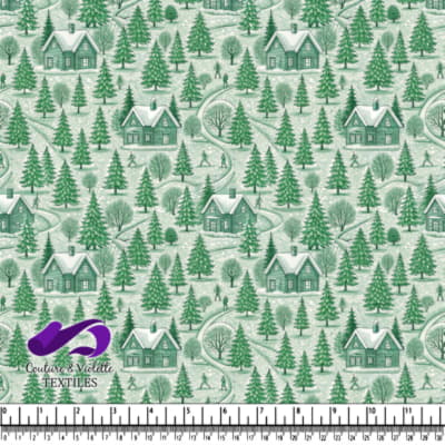 Winter cabin landscape pattern