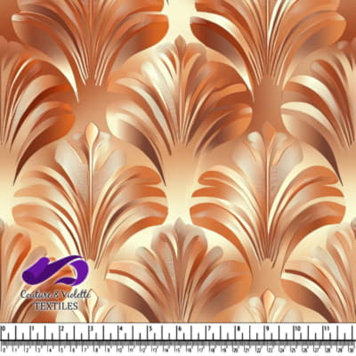 Elegant bronze and gold floral damask fabric pattern