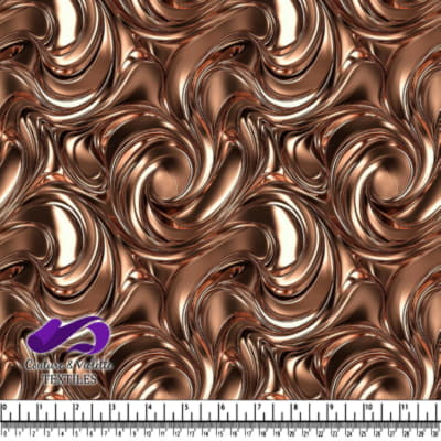 Copper metallic liquid swirl abstract pattern textile design
