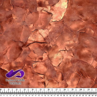Close-up texture of wrinkled metallic copper fabric with varied shades