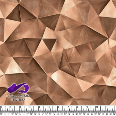 Copper metallic geometric crumpled foil texture